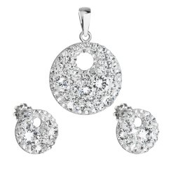 Sada šperků s křišťály Preciosa náušnice a přívěsek bilé kulaté 39148.1 Krystal