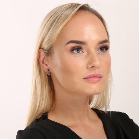 Strieborné náušnice kruhy s kryštálmi Swarovski mix farieb polkruh 31118.4 Galaxy