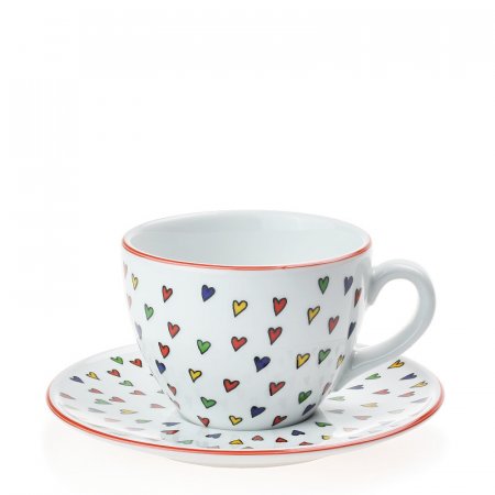 Porcelánový hrnček s tanierikom na kávu a čaj srdca Milada 250 ml