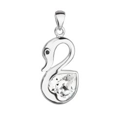 Stříbrný přívěsek s krystalem Swarovski bílá labuť 34237.1 Krystal