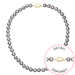 Perlový náhrdelník z riečnych perál so zapínaním zo 14 karátového zlata 922028.3/9269A grey