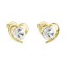 Pozlátené strieborné náušnice pecka s kryštálmi Swarovski biele srdce 31259.1 Au plating