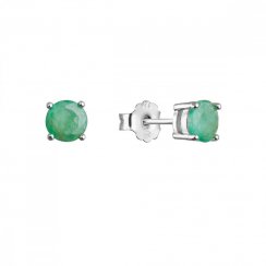 Stříbrné náušnice pecky s pravými minerálními kameny zelené 11485.3 emerald