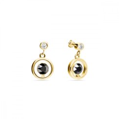 Náušnice černé se Swarovski Elements Punct Gold KCG1088SS18J Jet