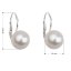 Stříbrné náušnice visací s perlou z křišťálu Preciosa bílé kulaté 31143.1