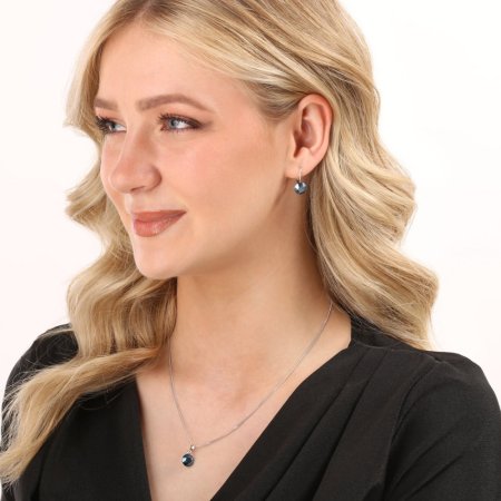 Sada šperkov s kryštálmi Swarovski náušnice, retiazka a prívesok modré okrúhle 39140.5 Metalic Blue