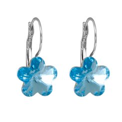 Náušnice so Swarovski Elements kvetinka modrá Aqua 10 mm