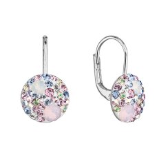 Strieborné náušnice visiace s kryštálmi Swarovski ružové jemné 31315.3 Magic Rose
