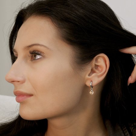 Strieborné visiace náušnice krúžky so Swarovski kryštálom 31300.3 Light Peach