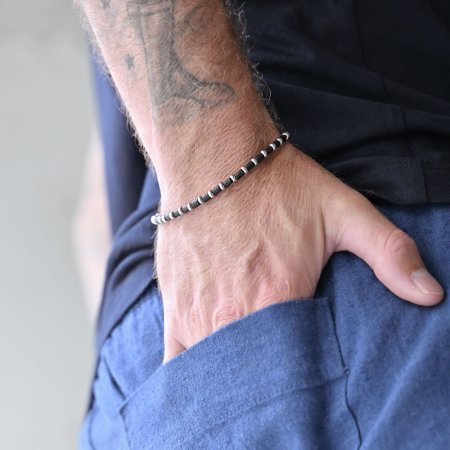 Náramek pánský kombinace dřeva a oceli 43054.3 černý