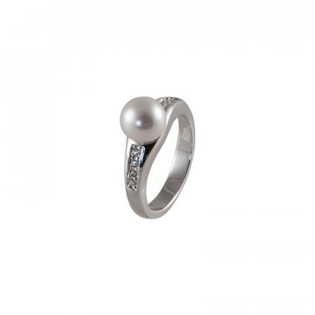 Prsten se Swarovski Elements vykládaný perla Bílá