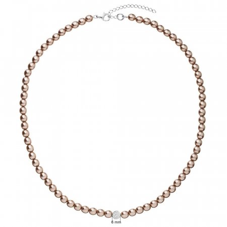 Perlový náhrdelník hnedý s krištáľmi Preciosa 32063.3