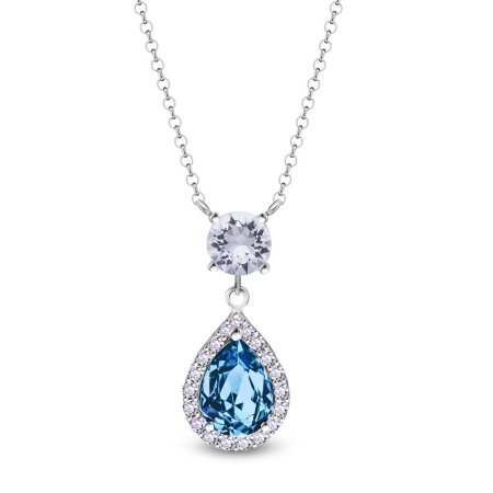 Stříbrný náhrdelník s krystaly Swarovski Elements Briselle NCP4320AQC Aqua