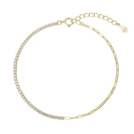 Pozlacený náramek se zirkony a řetízkem 13103.1