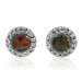 Stříbrné náušnice pecky se zelenoměnivým opálem a krystaly Swarovski Elements Vitrail Medium Opal