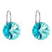 Strieborné náušnice visiace s kryštálmi Swarovski modré okrúhle 31106.3 Light Turquoise