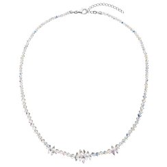 Strieborný náhrdelník s kryštálmi Swarovski AB efekt strapec 32064.2 AB