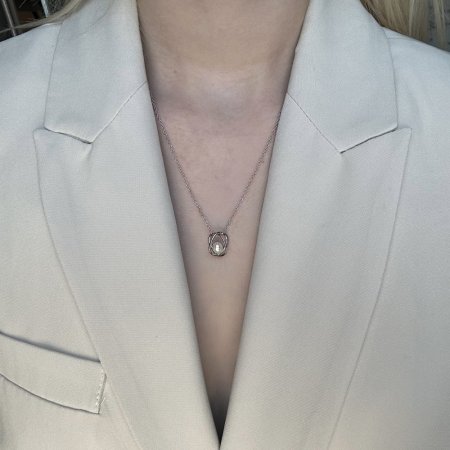 Stříbrný náhrdelník s říční perličkou v kleci 22044.1