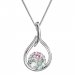 Stříbrný náhrdelník se Swarovski krystaly zelená a růžová kapka 32075.3 Sakura