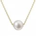 Pozlátený strieborný náhrdelník s pevnou bielou riečnou perlou na retiazke 22047.1 Au plating