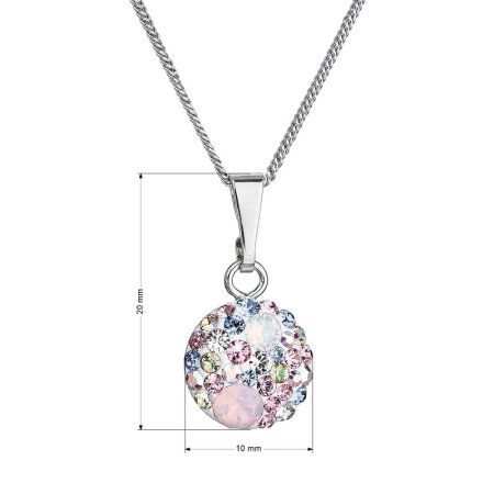Strieborný náhrdelník so Swarovski kryštálmi okrúhly ružový 32086.3 Magic rose