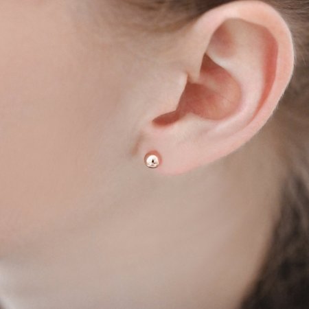 Pozlacené stříbrné náušnice pecky malá kulička 61014 Au plating Rose