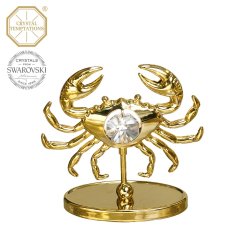 Kovová pozlátená figúrka Rak s bielymi kryštálmi Swarovski Elements
