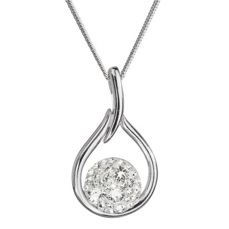 Stříbrný náhrdelník se Swarovski krystaly bílá kapka 32075.1 Krystal