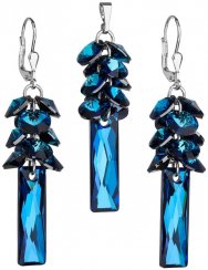 Sada šperkov s kryštálmi Swarovski náušnice a prívesok modrý strapec 39124.5 Bermuda Blue