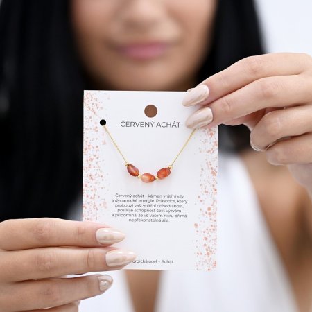Náhrdelník s červeným achátem 42036.3 ocel