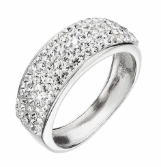 Strieborný prsteň s krištáľmi Preciosa biely 35031.1 Krystal