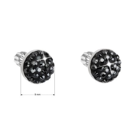 Strieborné náušnice pecka s kryštálmi Swarovski čiernej 31336.5 Hematitu