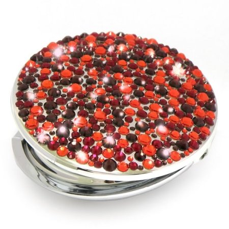 Kosmetické kapesní zrcátko se Swarovski Elements Corals V Červené