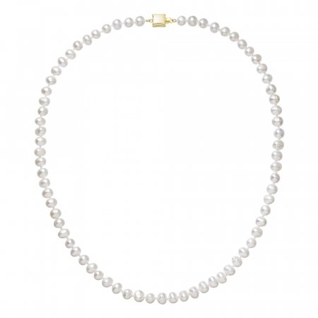 Perlový náhrdelník z riečnych perál so zapínaním zo 14 karátového zlata 922001.1/9268A biely