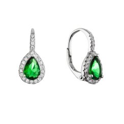 Stříbrné visací náušnice kapičky 11642.3 zelené