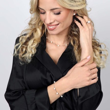 Stříbrné náušnice pecky s bílou říční perlou 21004.1 8 mm