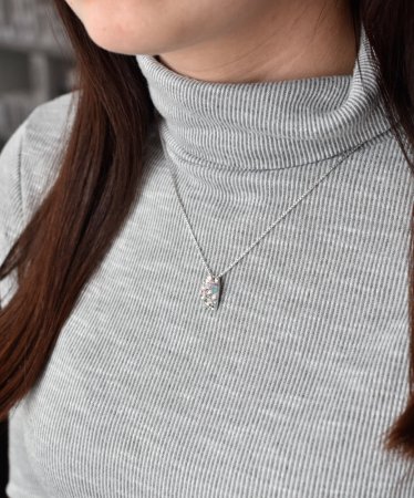 Stříbrný přívěsek s krystaly Swarovski mix barev obdélník 34194.3 Sakura