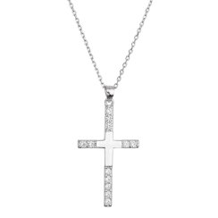 Stříbrný náhrdelník kříž se zirkony 12137.1