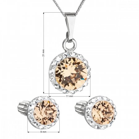 Sada šperků s krystaly Swarovski náušnice, řetízek a přívěsek hnědé oranžové kulaté 39352.3 Lt. Colorado Topaz