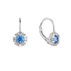Stříbrné náušnice dětské kulaté se zirkony 11474.3 Aqua