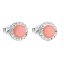 Strieborné náušnice kôstky so syntetickým opálom a krištáľmi Preciosa oranžové okrúhle 31217.1 Coral s. Opal