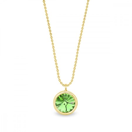 Náhrdelník zelený stříbrný pozlacený se Swarovski Elements Birthday Stone NBG1122SS29PE Peridot - Srpen
