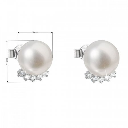 Stříbrné náušnice pecky s bílou říční perlou 21020.1