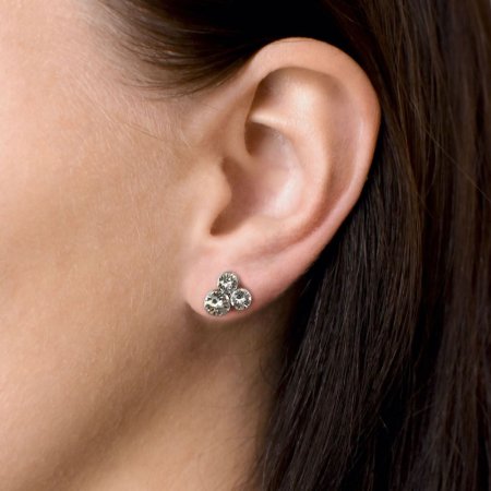 Strieborné náušnice pecka s kryštálmi Swarovski biele okrúhle 31272.1 Krystal