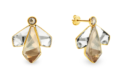 Náušnice zlaté se Swarovski Elements Falena KDFG47313GSC Gold Shadow