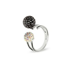 Prsten se Swarovski Elements kulička Hematite + AB