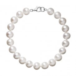 Perlový náramek bílý z pravých říčních perel se zlatým 14 karátovým zapínáním 823003.1 Bílá