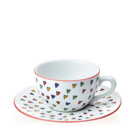 Porcelánový hrnek s podšálkem na kávu srdce Milada 180 ml