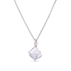Náhrdelník so Swarovski Elements biela kocka Krystal 8 mm