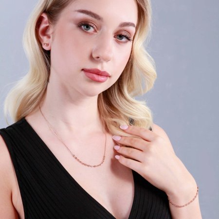 Pozlacený stříbrný ROSE náhrdelník s malými zirkony 12094.1 crystal